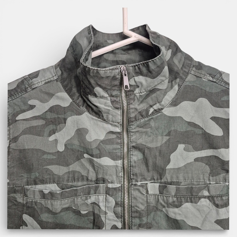 Old Navy Womens XL Jacket Camo Utility Green Camouflage FullZip Drawstring Waist - Picture 2 of 6